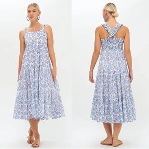 NWT Oliphant Cross Back Midi Dress Small blue floral